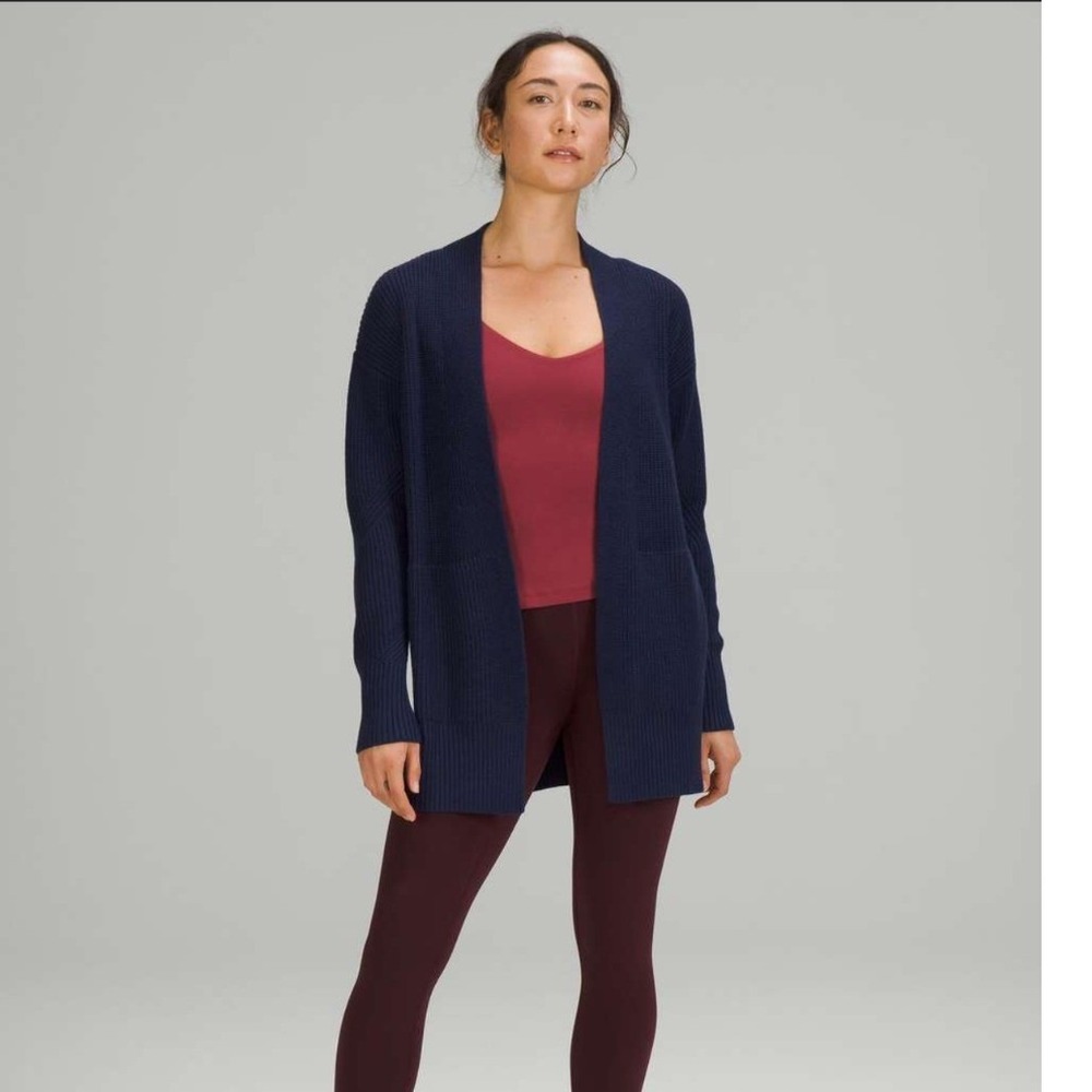 Lululemon Cashlu Sweater Wrap Night Sea Navy Blue Ribbed Cardigan- S